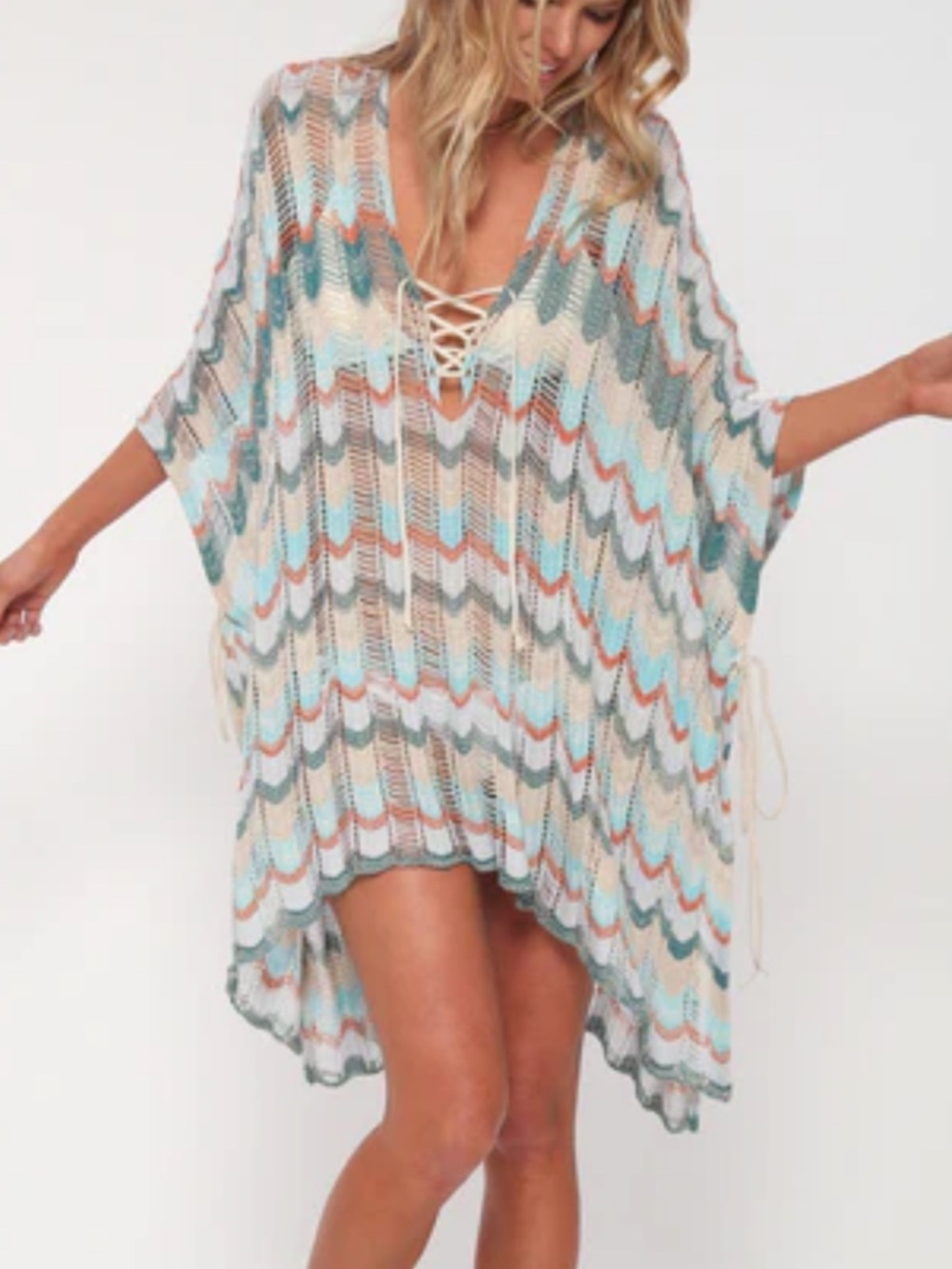 Youkd Woman's Crochet Knit Tunic Top OS Boho Beach Summer Swim Cover Up